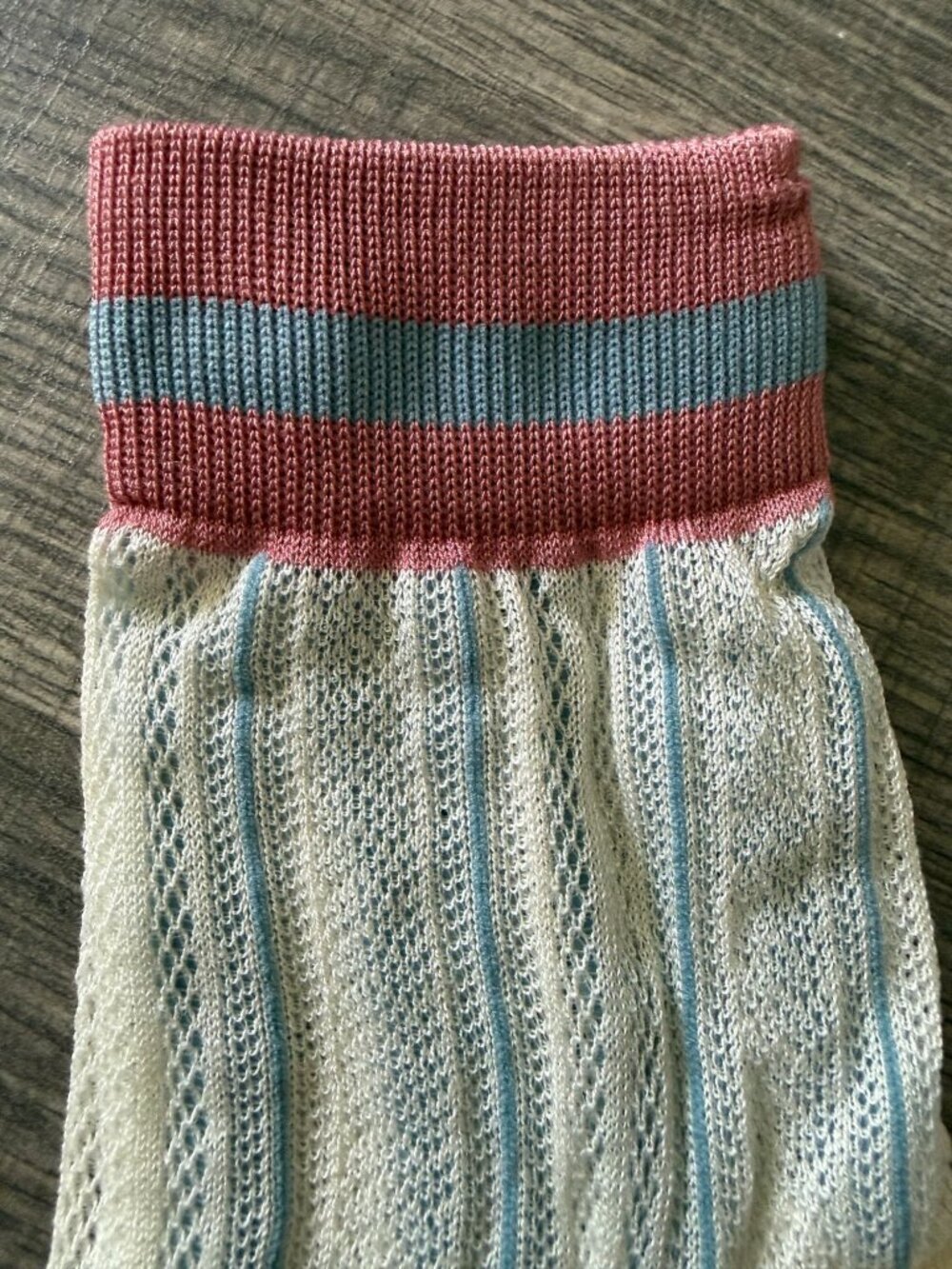 NWT Melange Mood Womens Striped Knit Socks In Cream & Blue Made In Korea - Picture 5 of 7